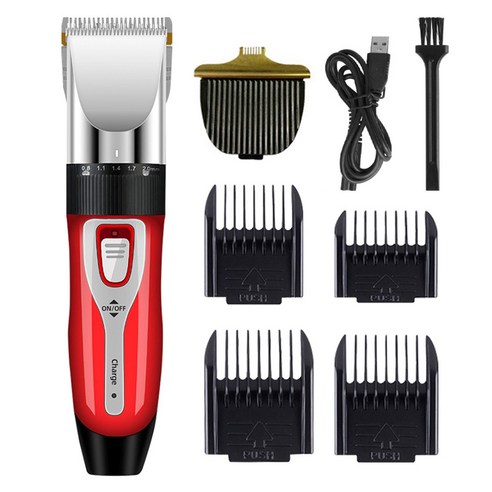 강아지발바닥바리깡 세트 저소음설계 강력한 동력 칼날넓이 조절가능 애견바리깡, 1개, 레드