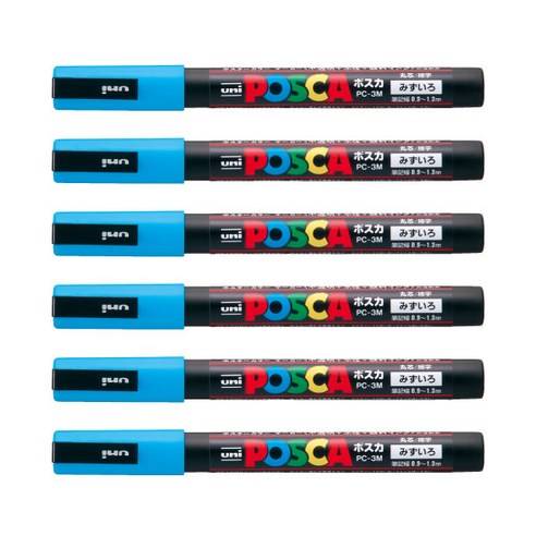 유니 포스카 PC 3M 6개입 1다스, 라이트블루, 1개, 1색