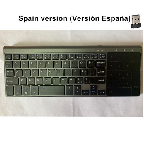 숫자 키보드 패드 젤리 빗 무선 keyboard with number touchpad for notebook pc smart tv yr thin usb wireless mini, 협력사, 2.4g 스페인 에디션