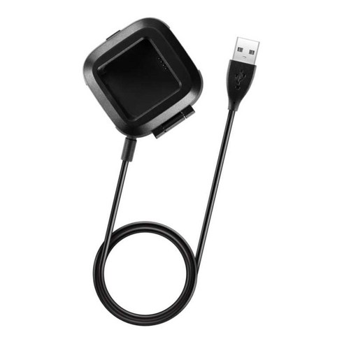 USB 케이블이 있는 2개의 충전기 독 스마트 시계 충전 홀더용, 1M, 블랙, 플라스틱