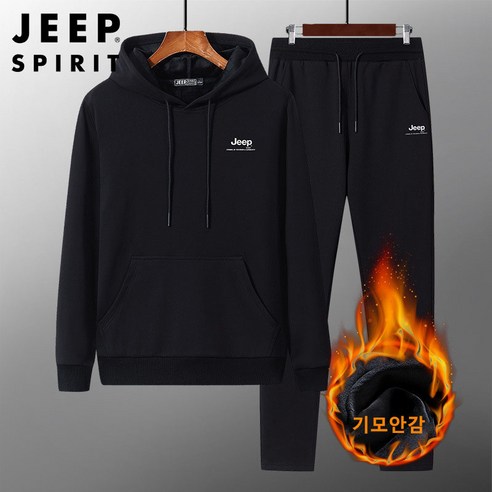 JEEP SPIRIT 지프 스피릿 남녀공용 기모안감 후드 맨투맨 바지 트레이닝 상하의 세트TT65015B6141B/6146B+사은품 지프맨투맨