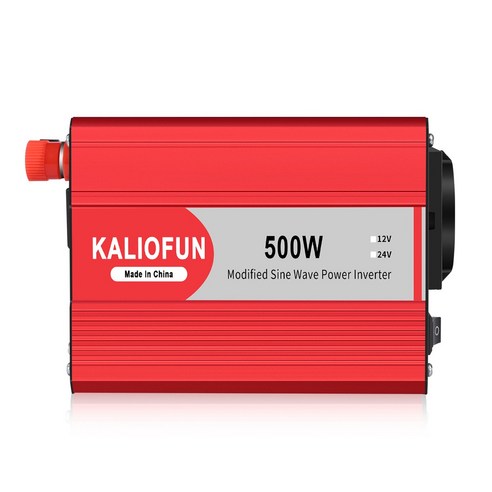 Kaliofun 수정 사인파 인버터 한국형 플러그 60hz 220V KC 인증 용량 500W 전압 12V, 1개, 홍색, 12V-220V-500W수정된 사인파 인버터60HZ