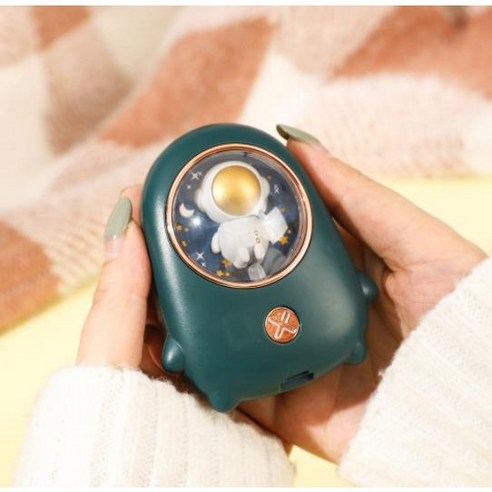 러블리 겨울 미니 손난로 보조배터리 양용 휴대용 양면 발열 미니 손난로 핫팩 충전 USB 충전식 급속 가열 주머니 손난로 1200mAh 2400mAh 8종택1, 우주비행사, 그린