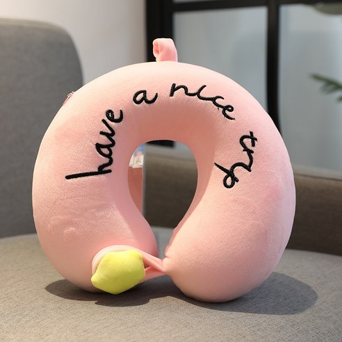 [LM] U 자형 베개 메모리 폼 목 베개 자궁 경부 척추 베개 자동차 여행 휴대용 빨 녹색 핑크 목 베개, 25x26x13cm, WHITE