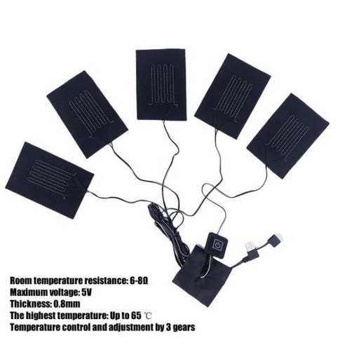 USB 전기 온열 재킷 난방 패드 야외 겨울 난방 조끼 패드 DIY 온열 의류 5 시트 ED 1 세트, [07] Type 7, 6.Type 7