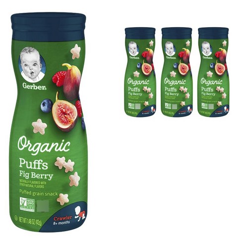 거버 그레인 스낵 어린이 퍼프 42g, 4개, 무화과 + 베리(Fig + Berry)