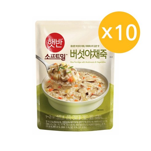 비비고 버섯야채죽, 420g, 10개