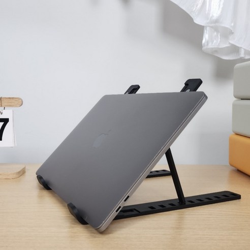 디코앤코 접이식 높이조절 노트북 거치대 – 블랙, 1개 16인치거치대