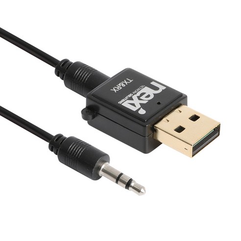 NEXI USB 블루투스 V5.0 2IN1 오디오 송수신기(TX RX) AUX케이블 무선동글, TXRX3.5-블랙