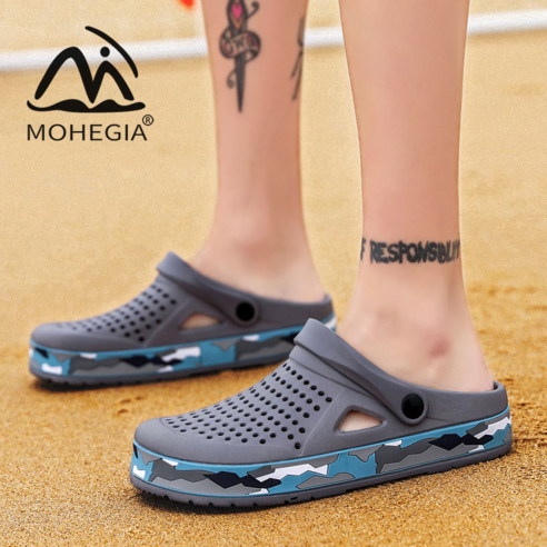 MOHEGIA 2022 새로운 남성 캐주얼 슬리퍼 큰 머리 샌들 미끄럼 방지 구멍 신발