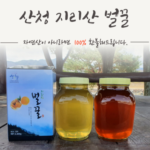 지리산벌꿀 100% 자연산꿀 꿀선물 아카시아꿀 잡화꿀 잡꿀 밤꿀 야생화꿀 국산 명품 답례품 명품 천연벌꿀 무설탕꿀 2.4kg, 1개