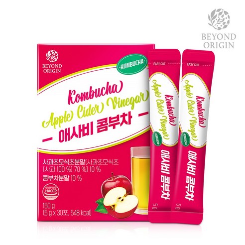 [비욘드오리진 애사비 콤부차] 장이편안해지는음료 피로회복이필요할때 선물하기좋은발효음료, 1개, 30개입, 5g