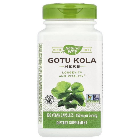 네이쳐스웨이 고투 콜라 허브, 475 mg, 180 비건 캡슐 Gotu Kola Herb 지상부