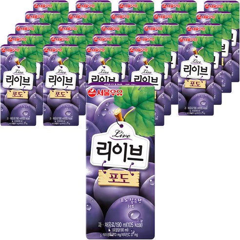 서울우유 리이브 포도 주스, 190ml, 24개