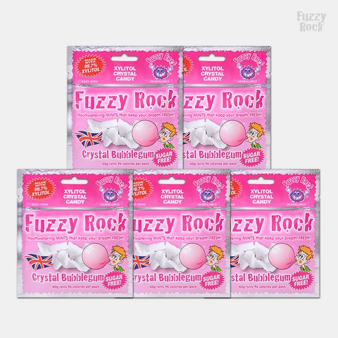 퍼지락 자일리톨 무설탕 캔디 버블껌맛, 40g, 5개