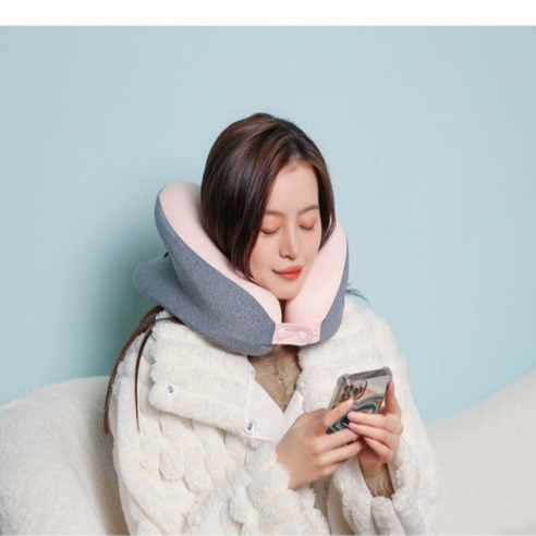 셀마스터 여행용목베개 기내용목베개 차량용목베개 휴대용목베개 낮잠베개 목베개, 핑크, 1개