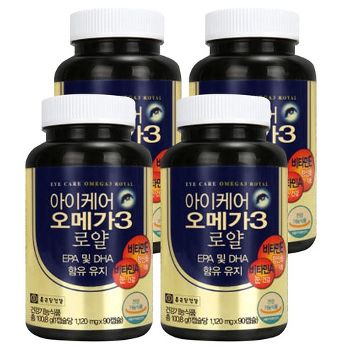 종근당건강 혈행개선 눈건강 항산화 3중복합기능 비타민E 아이케어 오메가3 로얄 실속형, 90정, 4개
