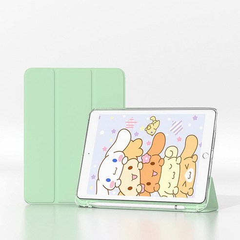 아이패드 케이스 태블릿 접이식 보호, 투명펜슬롯말차그린컬렉션플러스, 아이패드에어2(9.7인치)