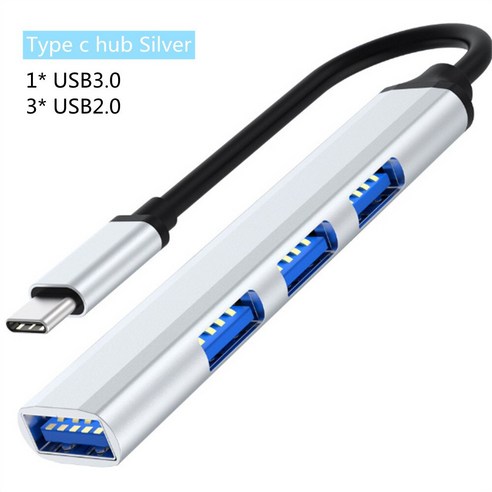[XIG] USB C 허브 3.0 유형 C 3.1 3/4 포트 멀티 스플리터 어댑터 Macbook Pro 13 15 용 OTG USB Air Mi Pro 화웨이 PC 액세서리, TypeCBlackSilver