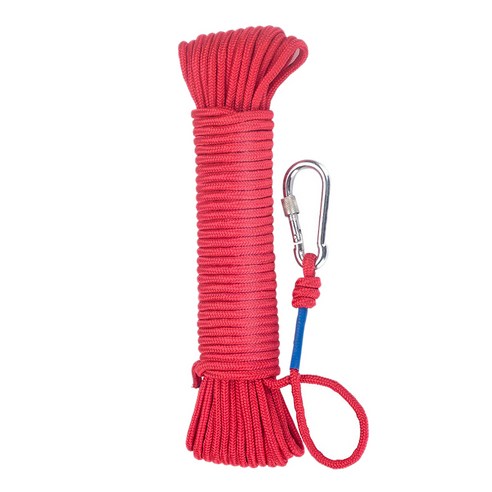 낚시 자석 로프 20 미터 나일론 로프 꼰 로프 안전 잠금 장치 직경 6mm 안전 및 내구성이있는 무거운 로프, 하나, 빨간