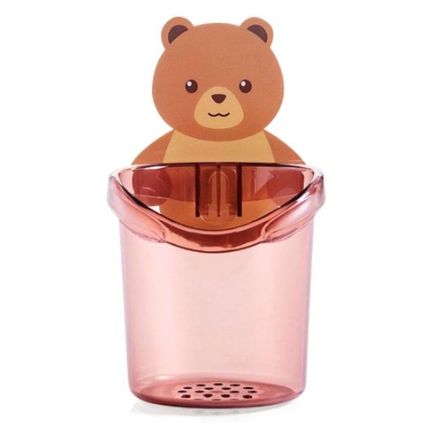 귀여운 곰 벽 장착 칫솔 컵 펀치 무료 보관 랙 용품 주최자, 분홍색