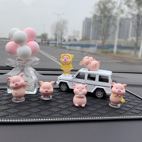 차내 액세서리 장식품, 1 건, 6마리 돼지 핑크 화이트볼병 화이트 빅 g 그랜드 미디