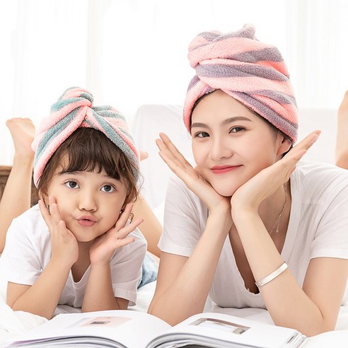 산호모 여사 두꺼운 드라이 모자 초강력 흡수 가방 스카프 이중 드라이 수건 목욕 모자 드라이 모자, 드라이 햇, 핑크 1