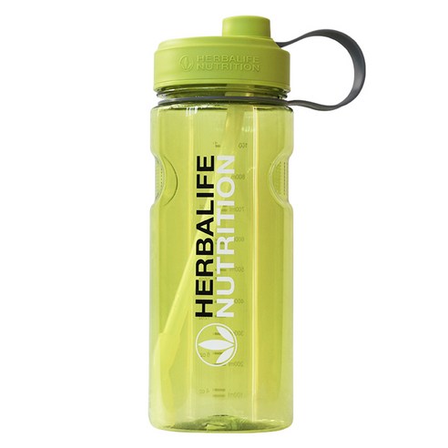 [XIG] 1000ml Herbalife 영양 스포츠 하이킹 물병 피트니스 밀짚 식품 등급 플라스틱 물병, YELLOW