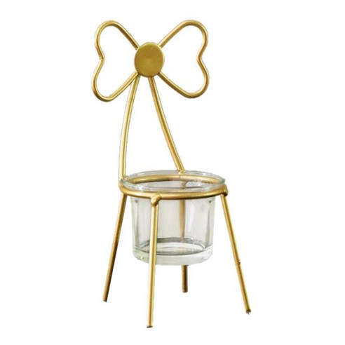 유리 컵 장식적인 의자 모양 촛대를 가진 단철 Tealight 홀더, Bowknot, 철