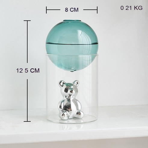 MEIISEO가정용 북유럽 스타일 투명 유리꽃병 수경 유리화병 꽃병 도자기 화병, Green Vase