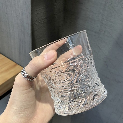 DFMEI 레스토랑 유리 고가 구호 아이스 커피 컵 차가운 음료 컵 소다 컵 주스 음료 컵, DFMEI 모아레 컵