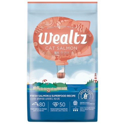 웰츠 연어 고양이 사료, 1.2kg, 1개