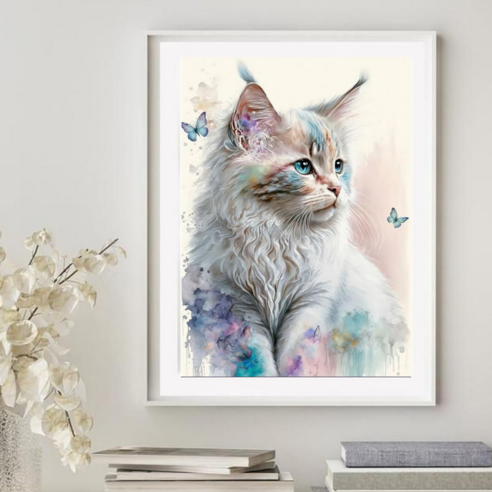 일리마 보석십자수 DIY 세트 고양이 장미 공작새, 1세트, 고양이 CATM080