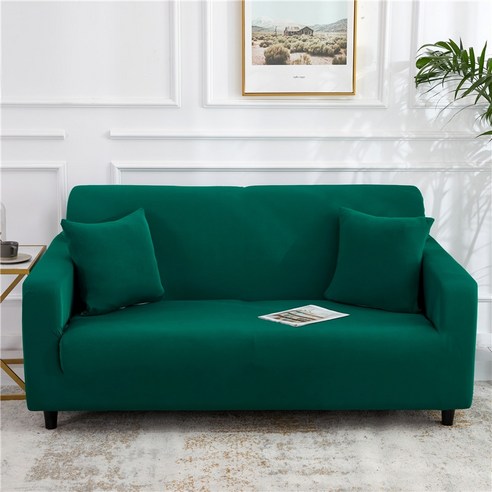 [XIG] Housmife 단색 소파 커버 거실 소파 커버 코너 소파 커버 Slipcover Chair Protector 1/2/3/4 인승, 1Pc 145-185Cm, 짙은 녹색