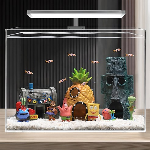 텅 빈 내 책상, 스폰지밥 친구들로 행복 충전! 덕심 자극 피규어 풀세트 리뷰 어항장식