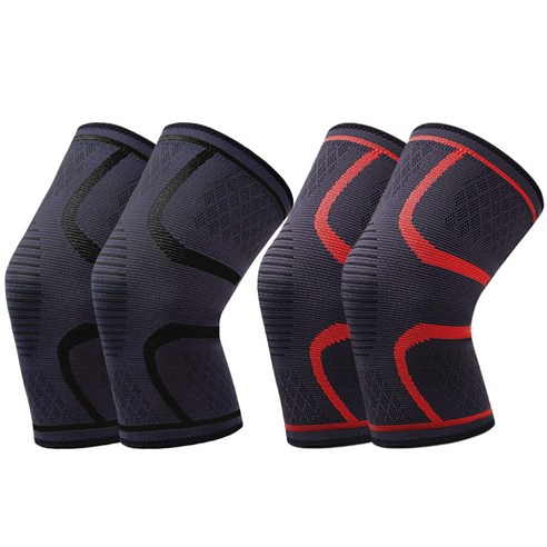 PEA 무릎보호대 4개 고탄력 미끄럼방지 기능, L - 블랙2개+레드2개