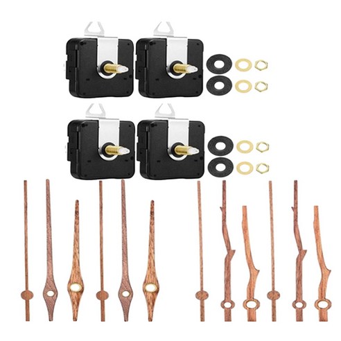 Retemporel 4 pcs 벽 석영 시계 운동 메커니즘 diy 교체 손 및 모터 키트 후크 수리 부품