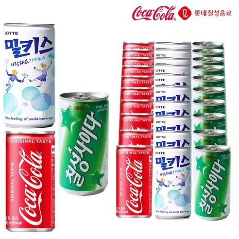 코카콜라&밀키스&사이다190ml x 각10개(총30개) 업소용/콜라/사이다/밀키스/탄산음료/미니음료/소캔음료, 1세트, 190ml