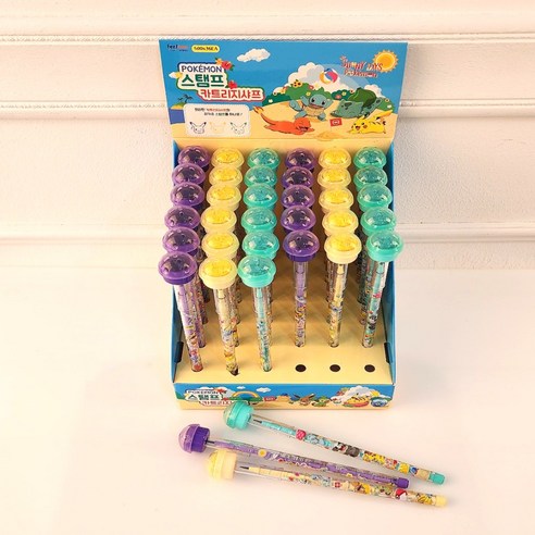 필박스 포켓몬 스탬프 카트리지 샤프 도장 연필 필기구 어린이 여아 남아 [엘리빅마켓], 3. 포켓몬스탬프연필_1박스(36개)