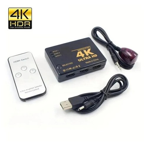 HDMI 분배기 호환 스위치 4K 스위처 HD 1080P 비디오 케이블 스플리터 1x3 허브 어댑터 컨버터 PS4 3 TV 박스 HDTV PC in 1 out, HDMI 스위처 3in1, 1개