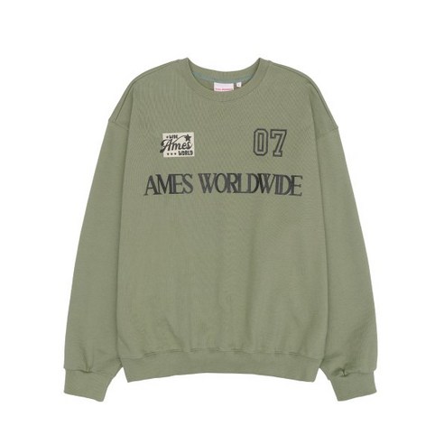 아메스 월드와이드 AMES-WORLDWIDE 07 MESSAGE 스웨트셔츠 카키 AM2ESUM445A 단체복 반티