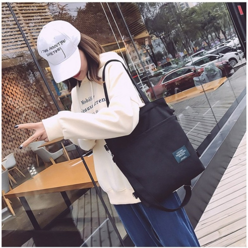 에코 캔버스 앞포켓 에코백 신학기 크로스백 가방