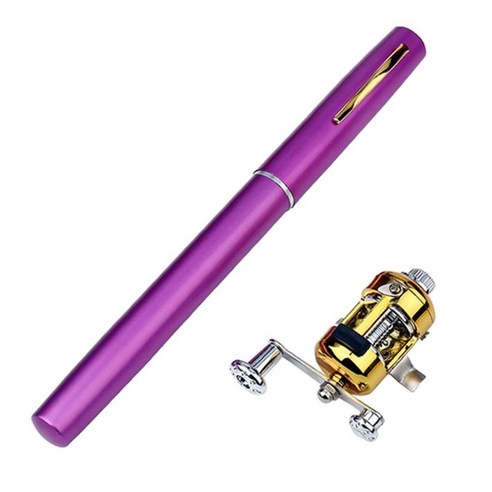 DRUM REEL 2.1이 있는 미니 텔레스코픽 낚싯대: 1 기어비 오른쪽, 보라색, 알루미늄 합금