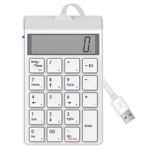 Xzante Sunreed 디스플레이가 있는 유선 숫자 키보드 19키 USB 인터페이스 금전 등록기 금융 키패드 흰색, 하얀색, ABS