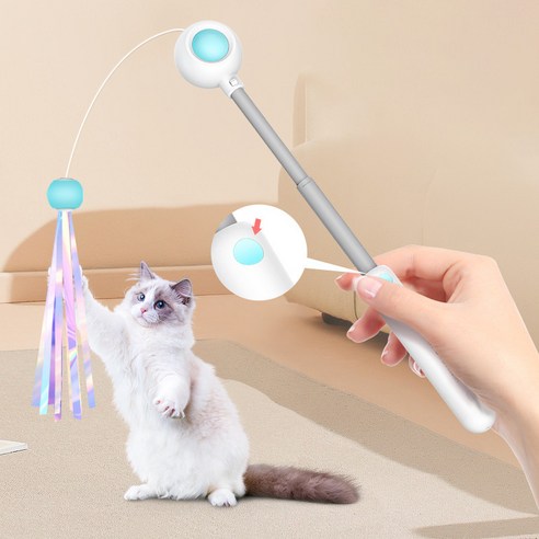 [쓰리썬] 고양이 낚시대, 1개, 블루