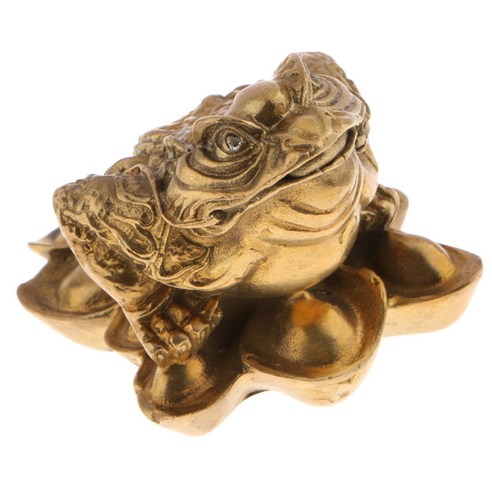 개구리 두꺼비 동전 탁상 장식품에 대한 고전 풍수 돈 재산 부 중국어 행운의 선물, 황금, {"수건소재":"구리"}