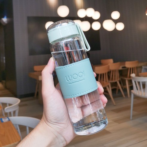 심플 커플 유리잔 ins 프레쉬 센스 하이비주얼 학생 물컵 티백 휴대용 핫컵, 480ml 그린_340-480ml