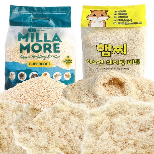 햄찌 아스펜 쉐이빙 햄스터 베딩 10L + 밀라모어 먼지없는 아스펜 소프트 베딩 2kg 세트, 1세트