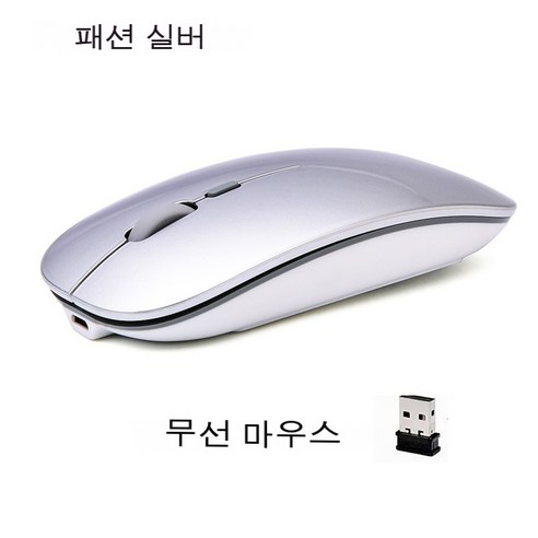 YJQ Erilles-충전식 광학 무선 마우스 울트라 씬 미니 광학 초슬림 USB 2.4G 마우스 컴퓨터 노트북 pc용, WirelessSilver, 하나