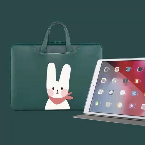[토트백] 캐릭터 예쁜 9.7/10.5/10.9/인치 파우치 학생용 화웨이 M6 일반 적용, 검푸른토끼[플랫백], 옵션1